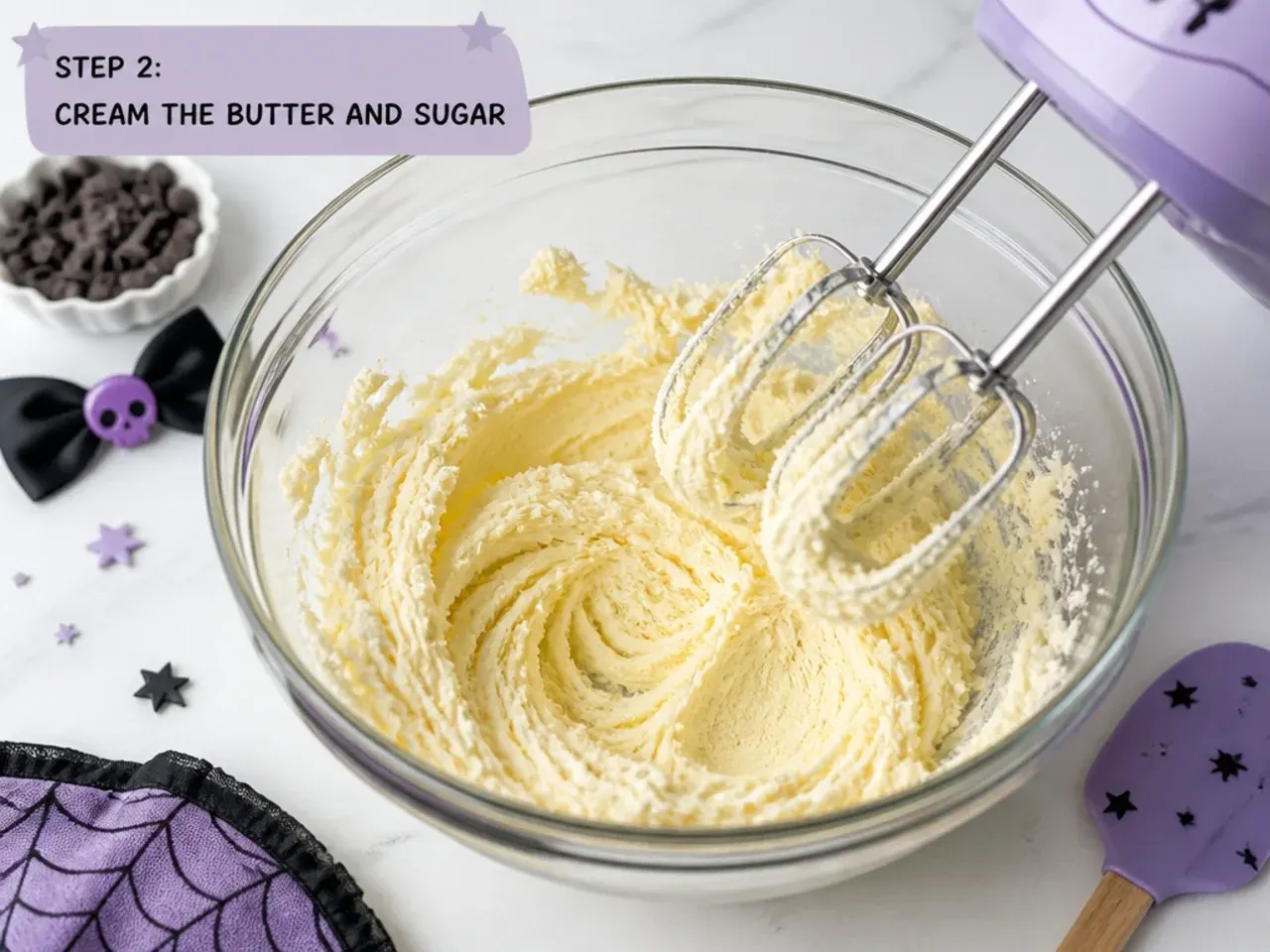 easy kuromi cake — step 2: cream the butter and sugar