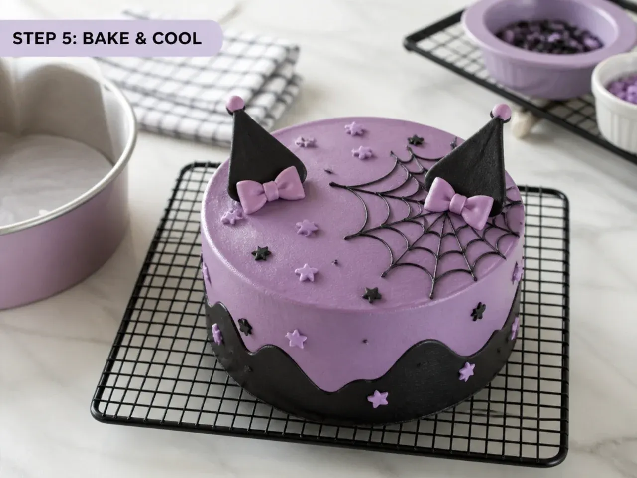 easy kuromi cake — step 5: bake and cool
