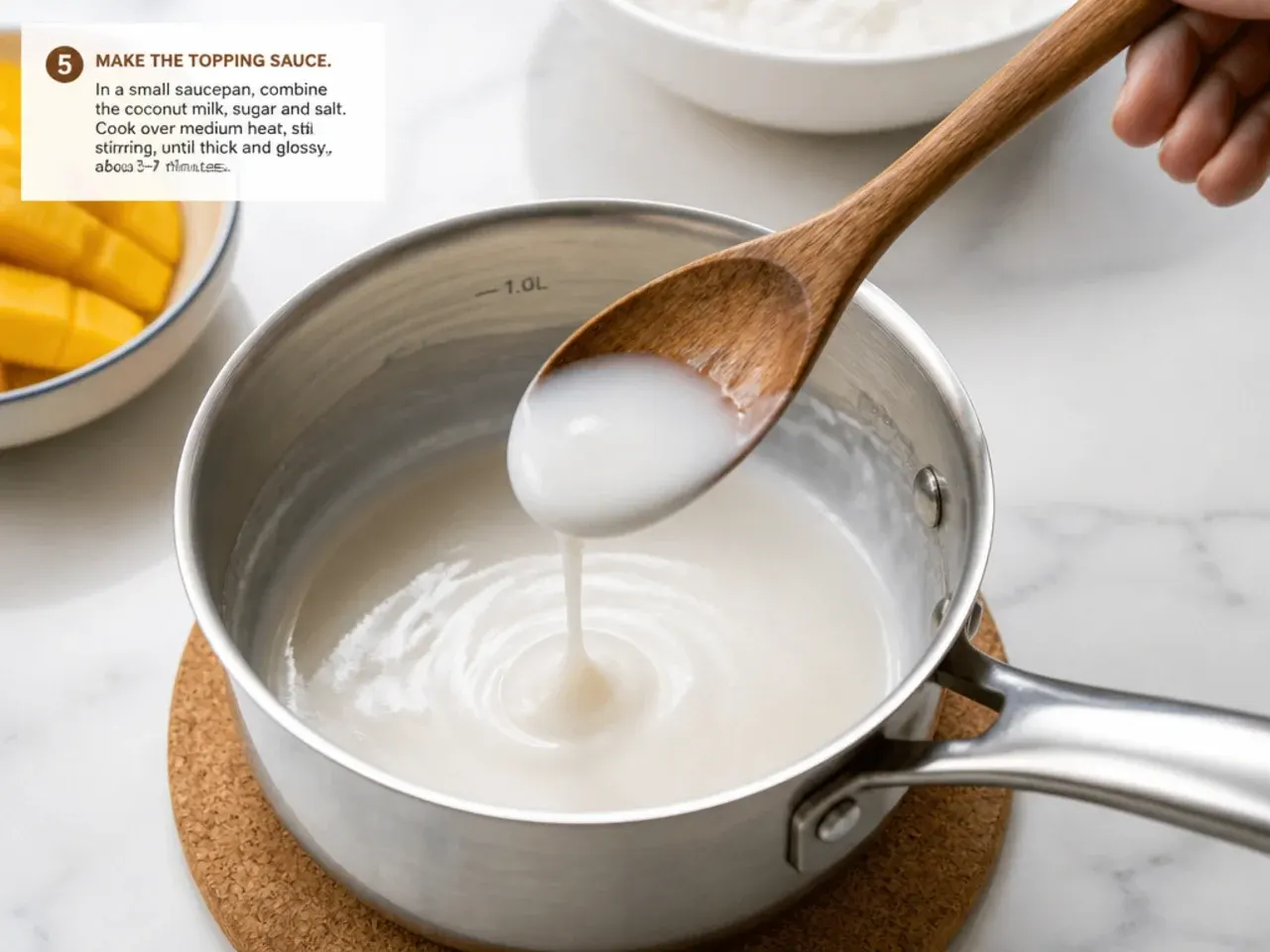 easy mango sticky rice — step 5: make the thick topping sauce