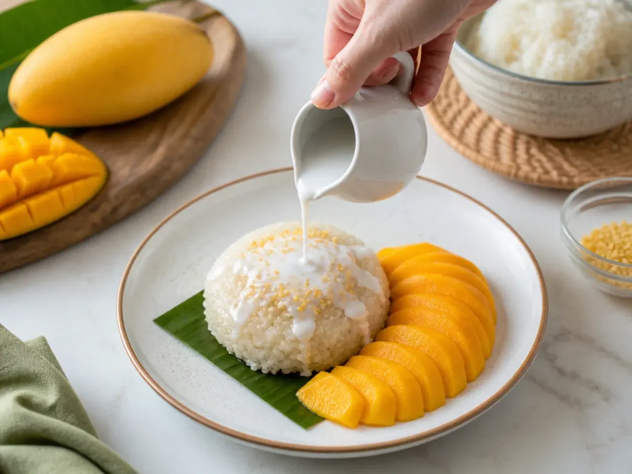 easy mango sticky rice — step 7: assemble and serve