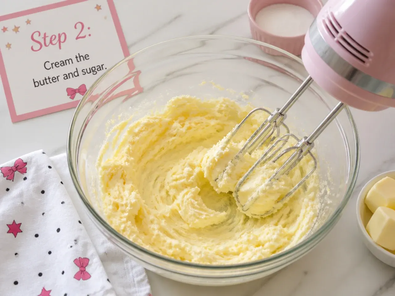 easy minnie mouse cake — step 2: cream the butter and sugar