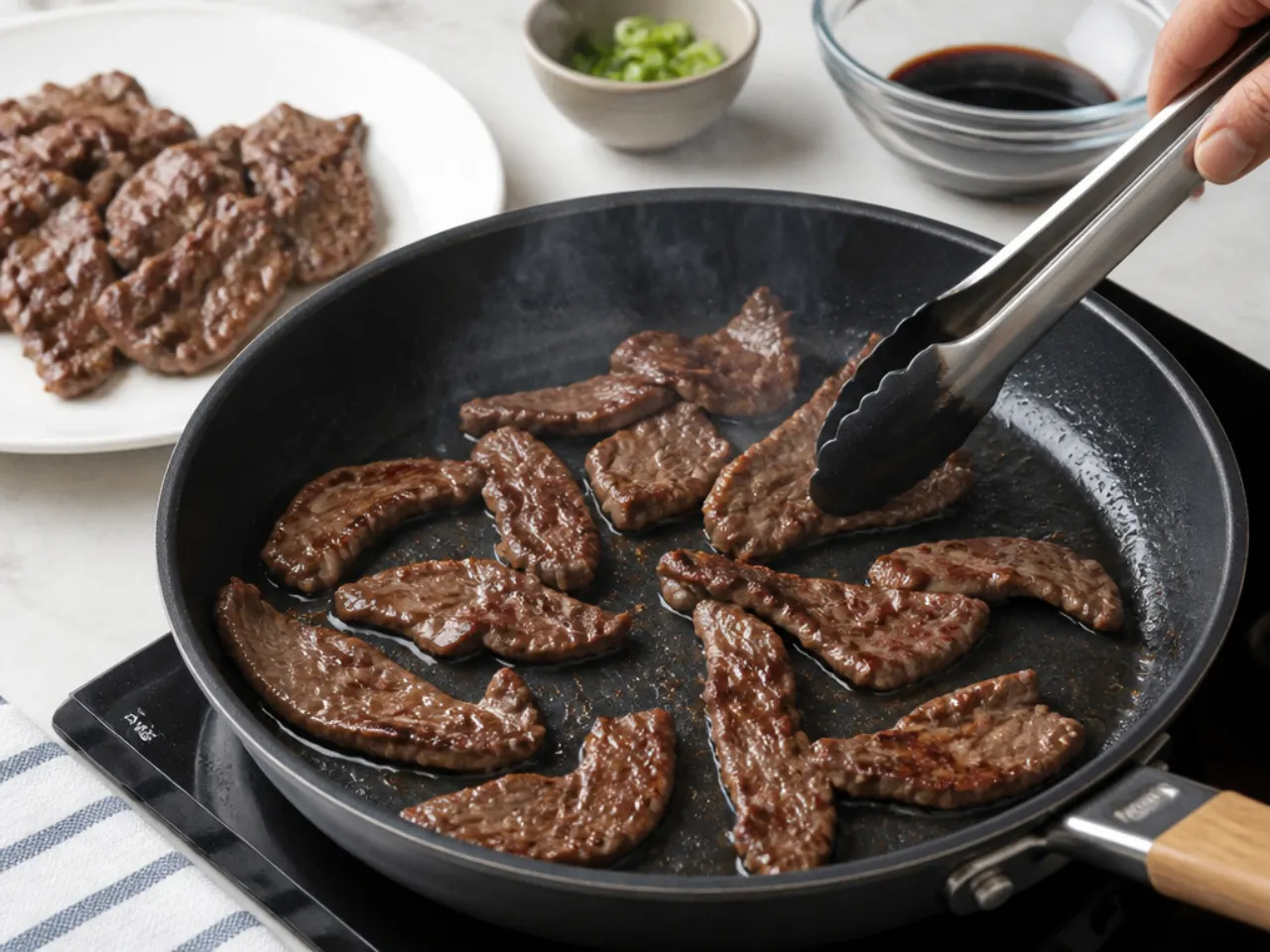 easy mongolian beef — step 4: sear the beef in batches