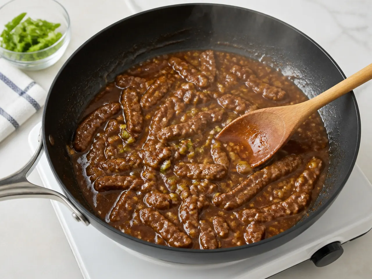 easy mongolian beef — step 6: simmer the sauce