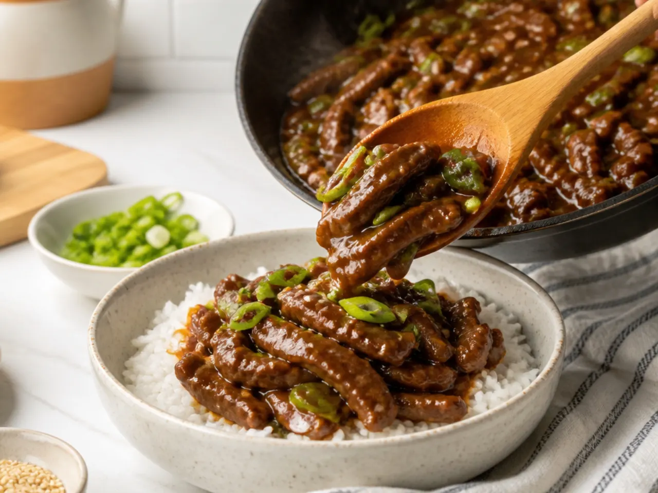 easy mongolian beef — step 7: combine and serve