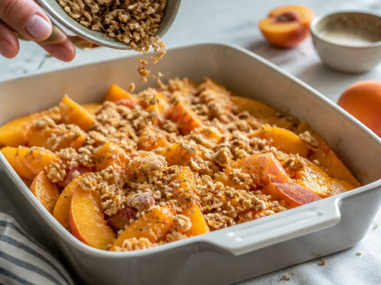 easy peach crisp recipe step 2