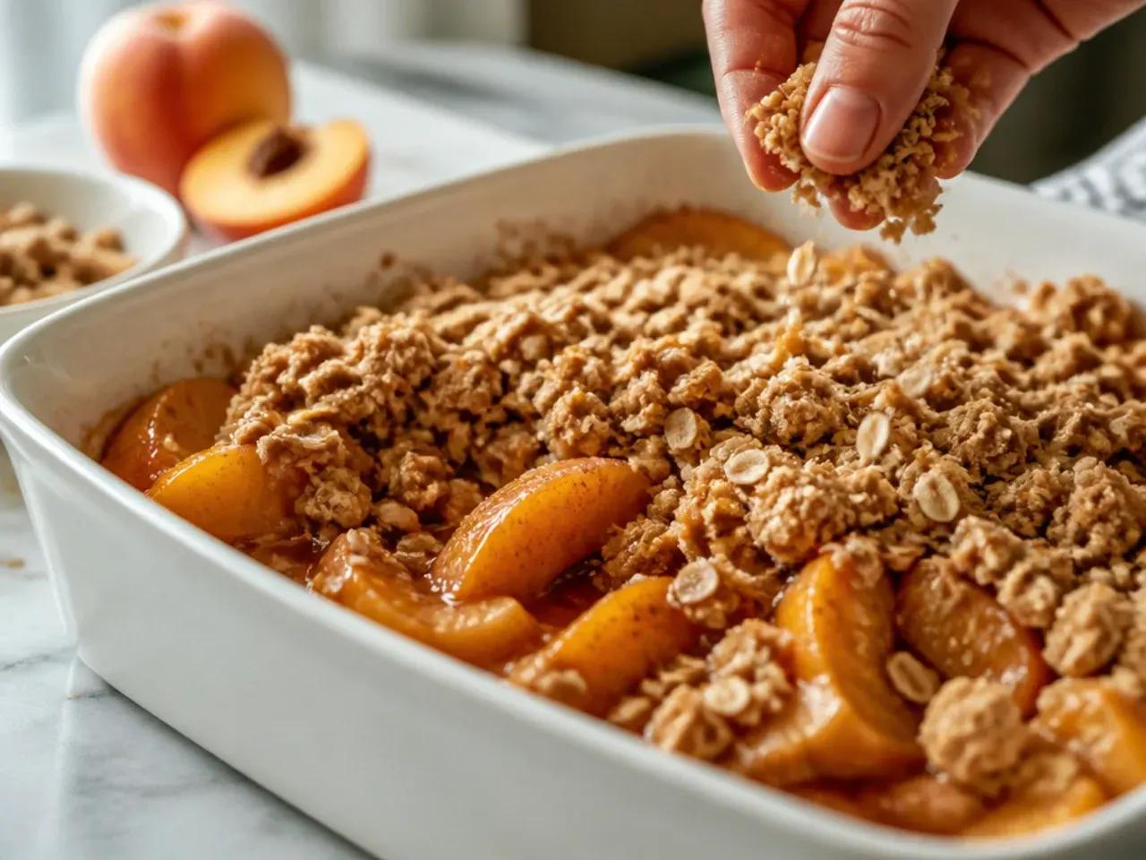 easy peach crisp recipe step 4