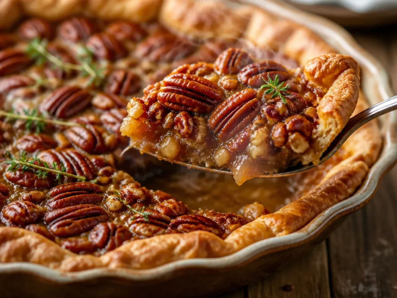 Rustic free-form pecan pie galette on a baking sheet with folded pastry edges