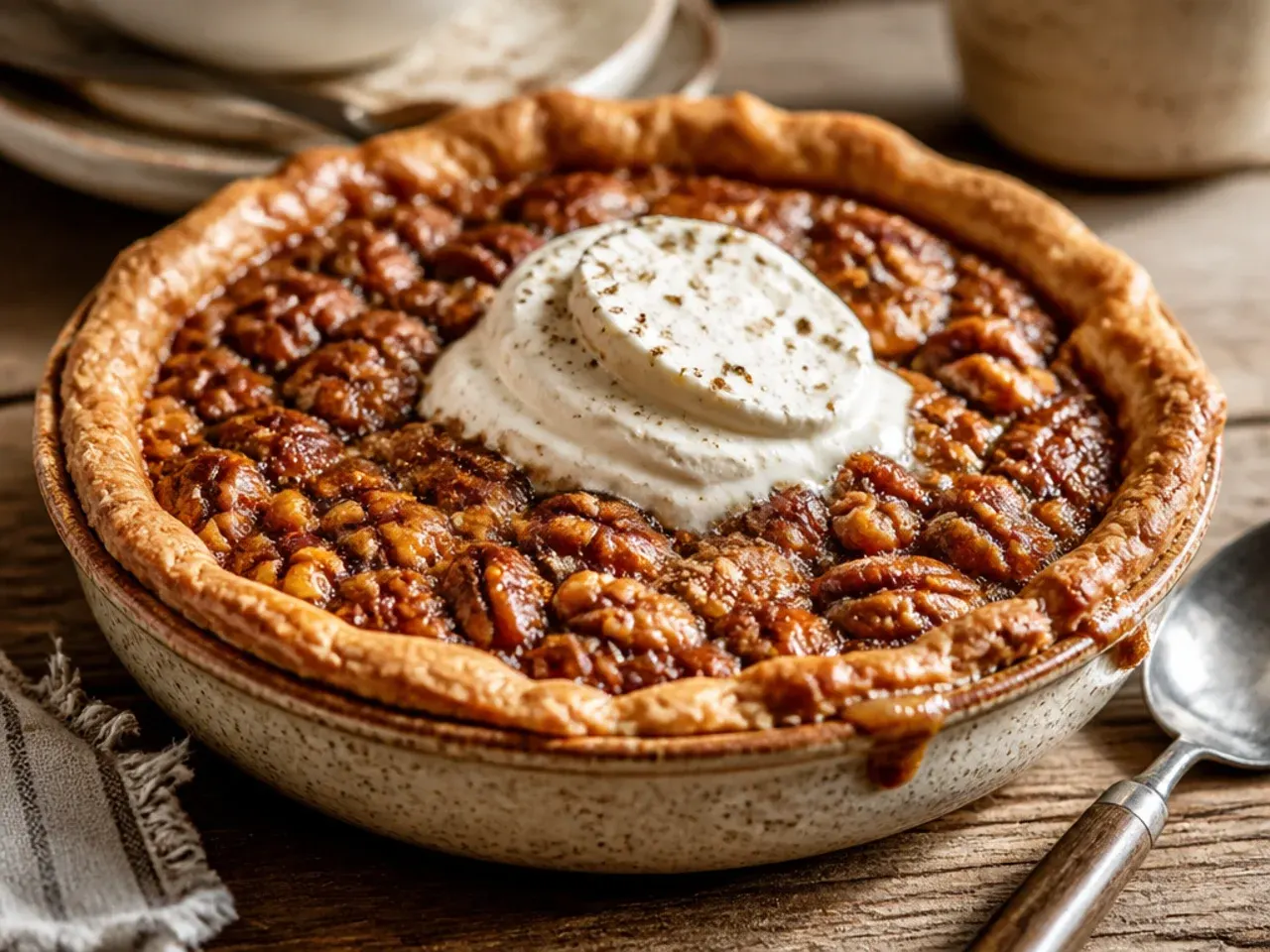 Bowl of mixed walnuts and pecans for a budget pie filling