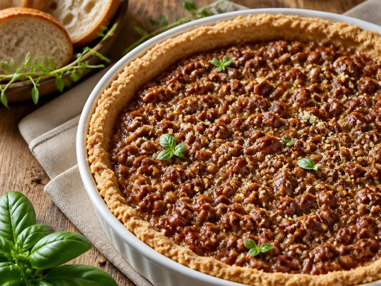 Press-in pastry crust being shaped by hand directly in a pie tin