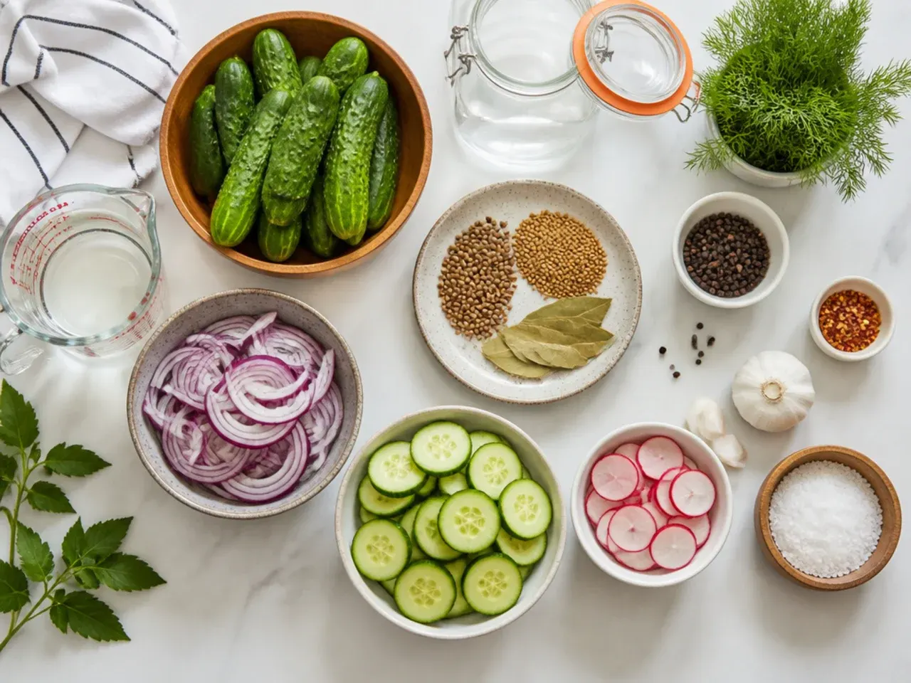 Cucumbers with blossom ends trimmed next to a bowl of ice