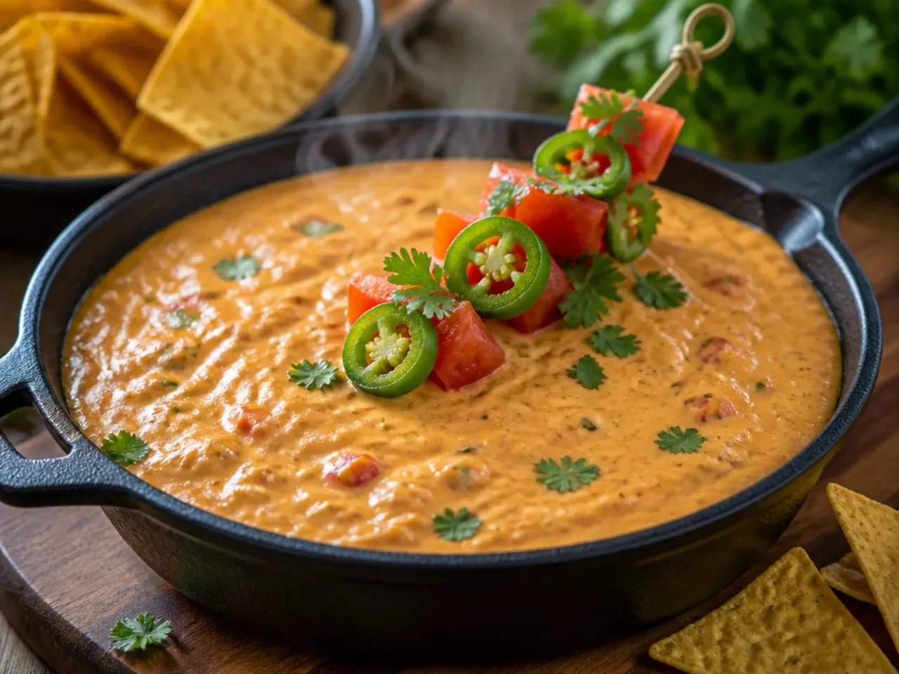 Whisk stirring a homemade queso-style rotel dip made with grated cheddar and a butter roux