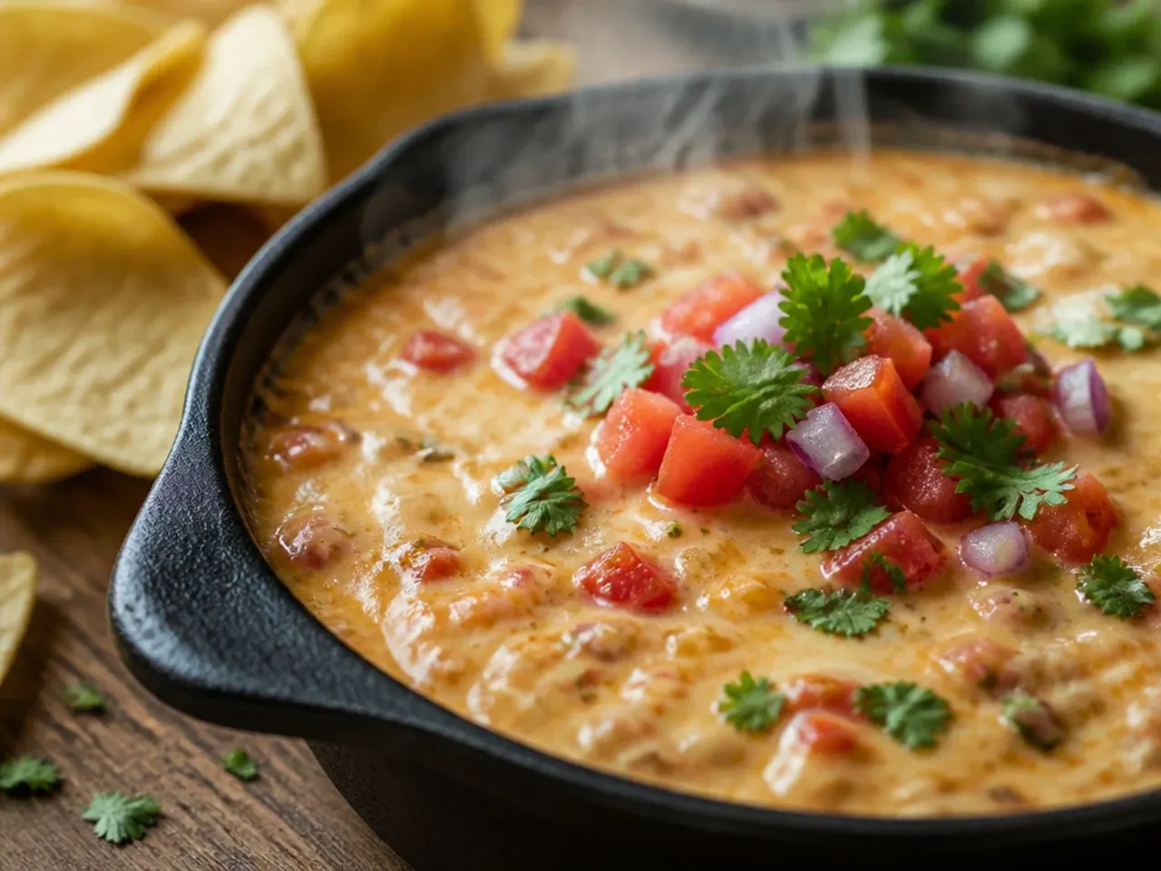Vegetarian rotel dip with visible black beans and sweetcorn kernels