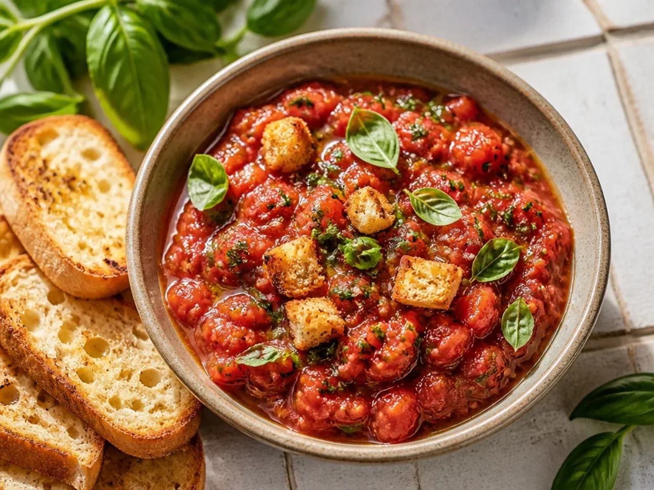 Small bowl of simple three-ingredient tomato and onion salsa with a spoon