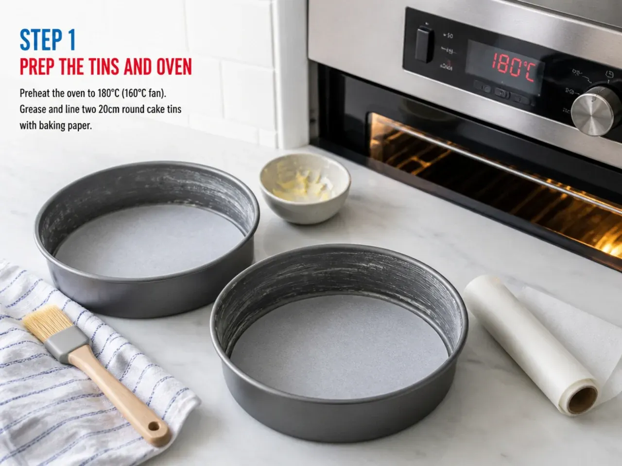 easy spiderman cake — step 1: prep the tins and oven