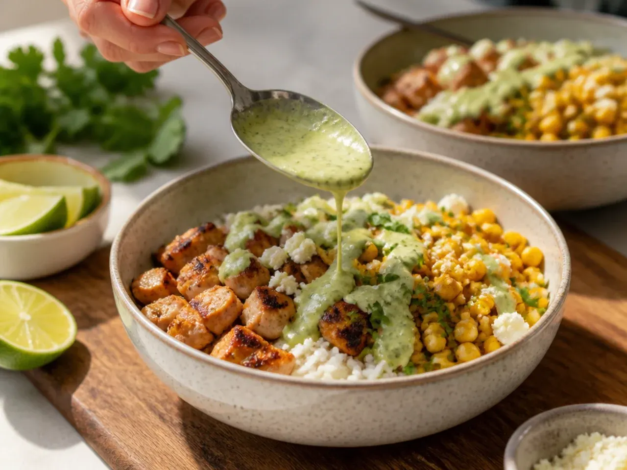 easy street corn chicken rice bowl recipe recipe step 7