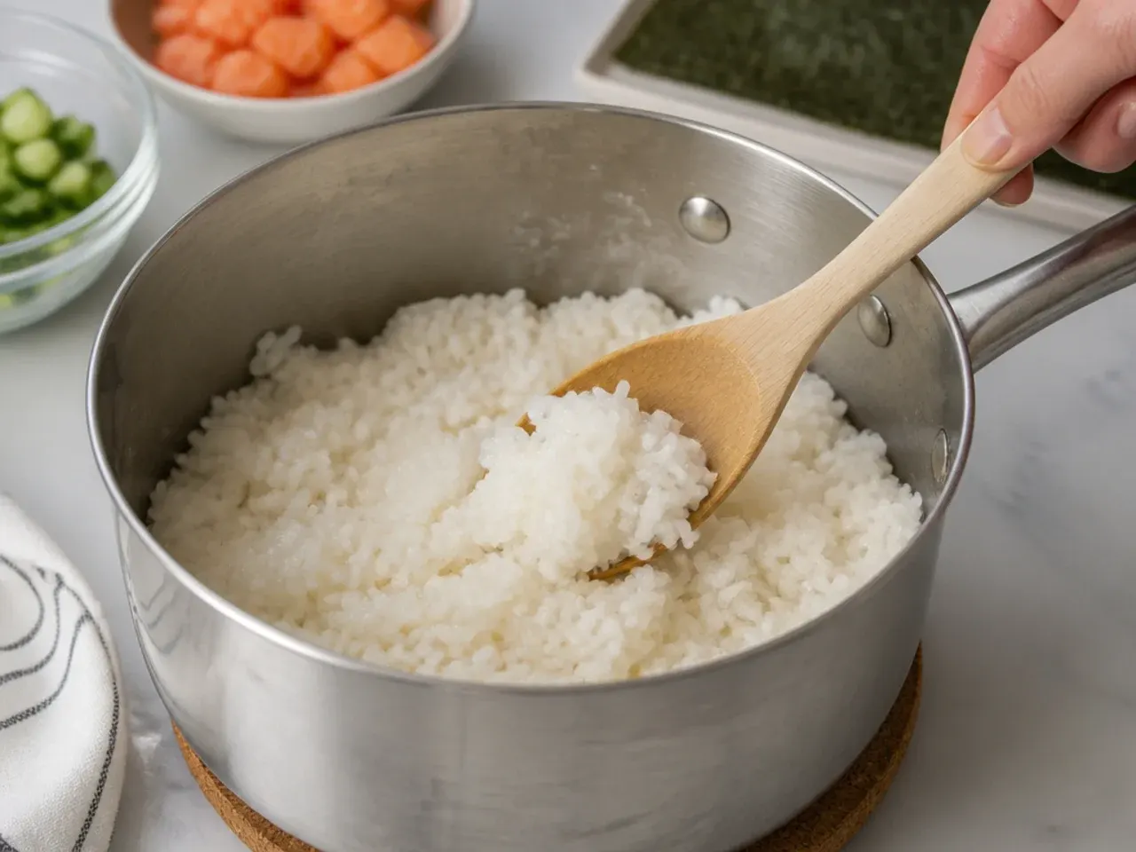 easy sushi bowl — step 2: cook the rice