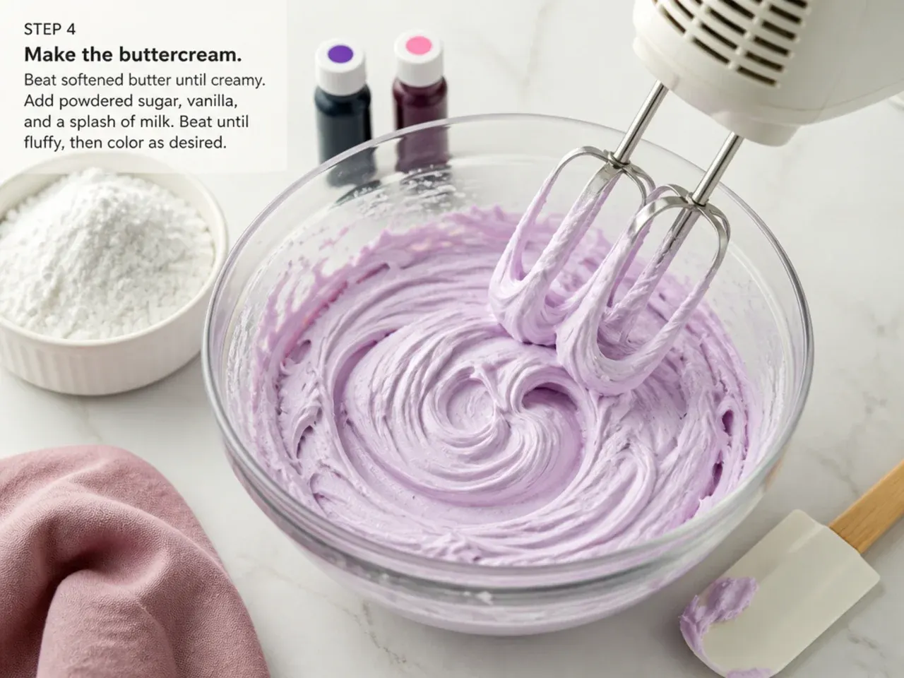 easy unicorn cake — step 4: make the buttercream