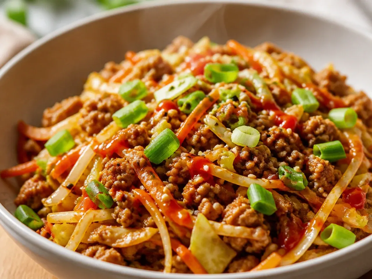 Meal prep containers filled with egg roll in a bowl and separate rice portions
