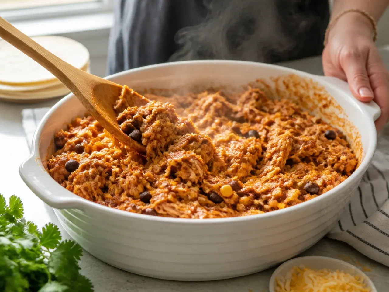 enchilada casserole chicken recipe step 2