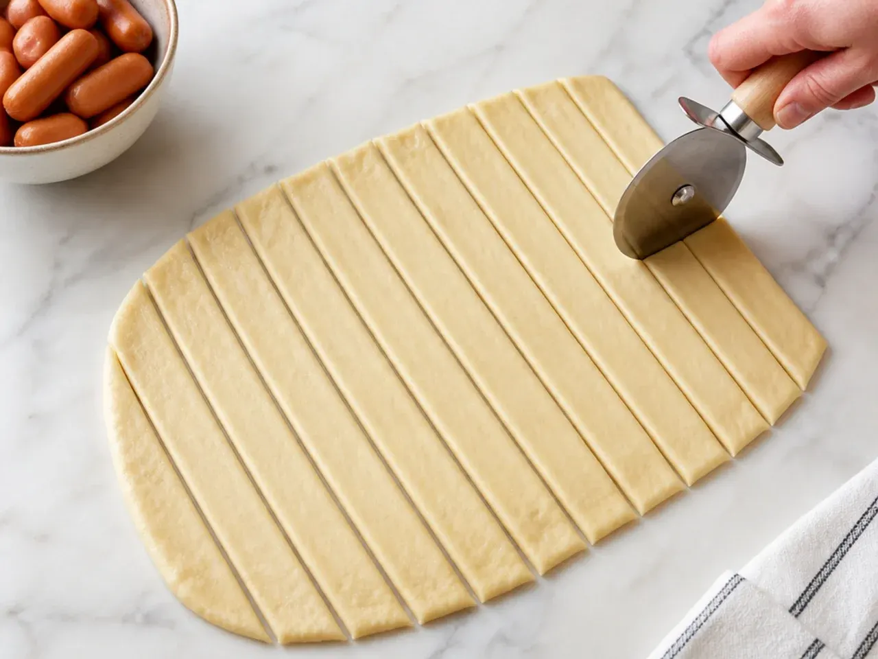 everything pigs in a blanket — step 3: cut the dough