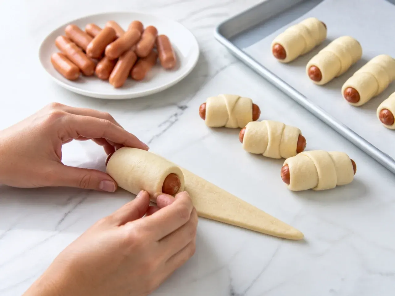 everything pigs in a blanket — step 4: wrap the franks