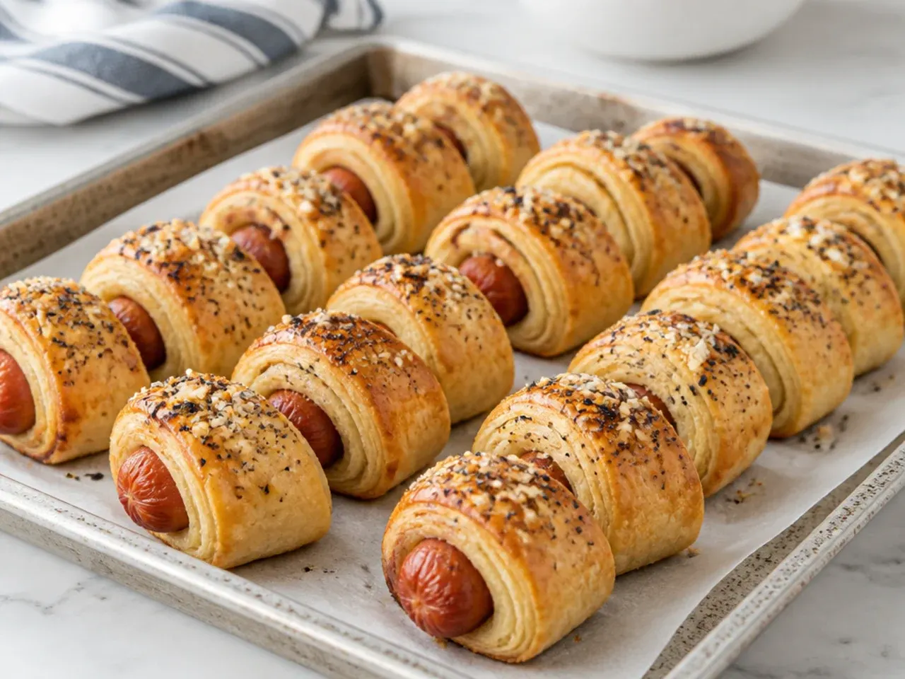 Freezing and reheating everything pigs in a blanket on a baking tray
