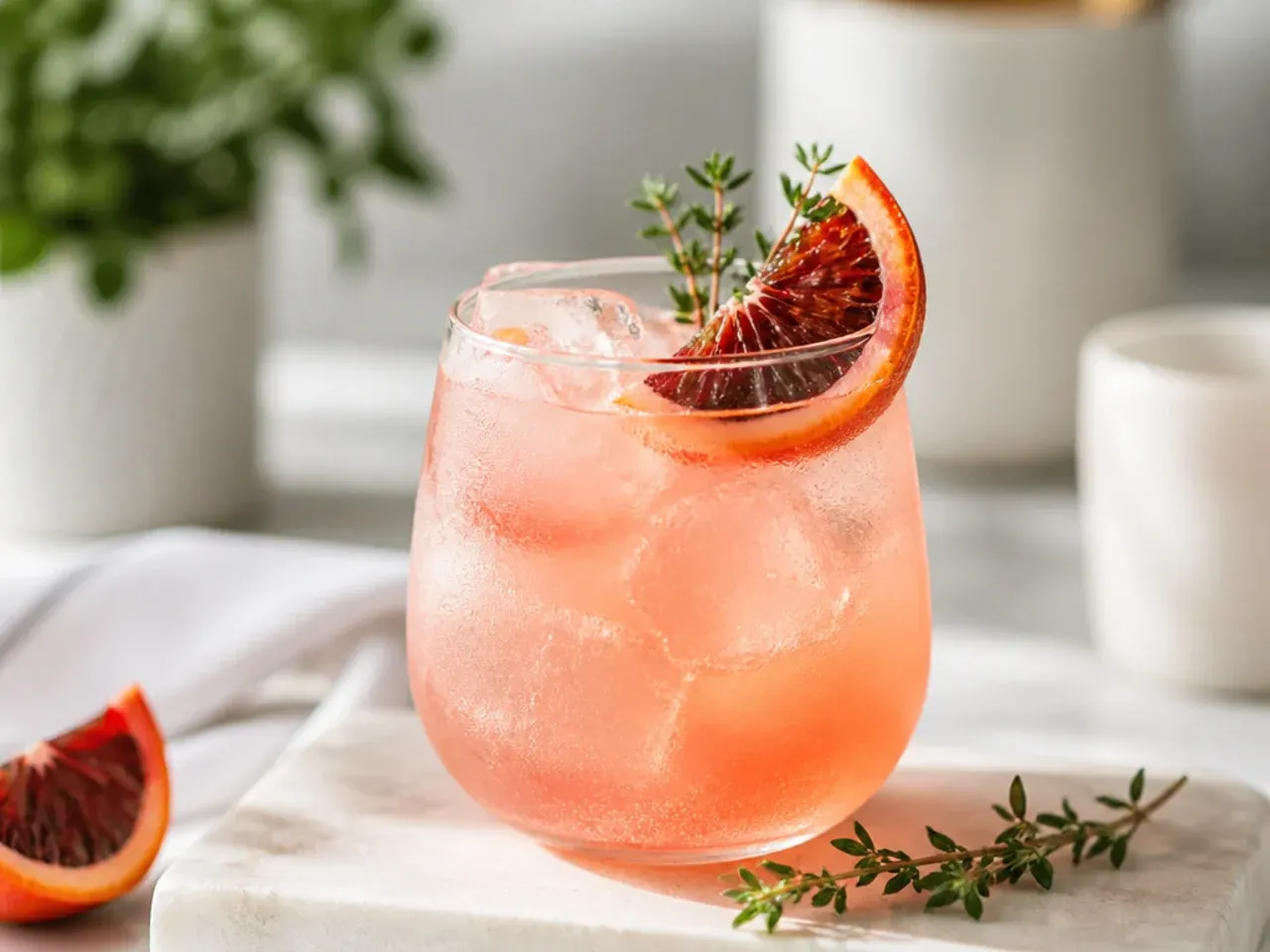 A garnish tray with citrus twists, mint, cherries and herb sprigs for cocktail styling