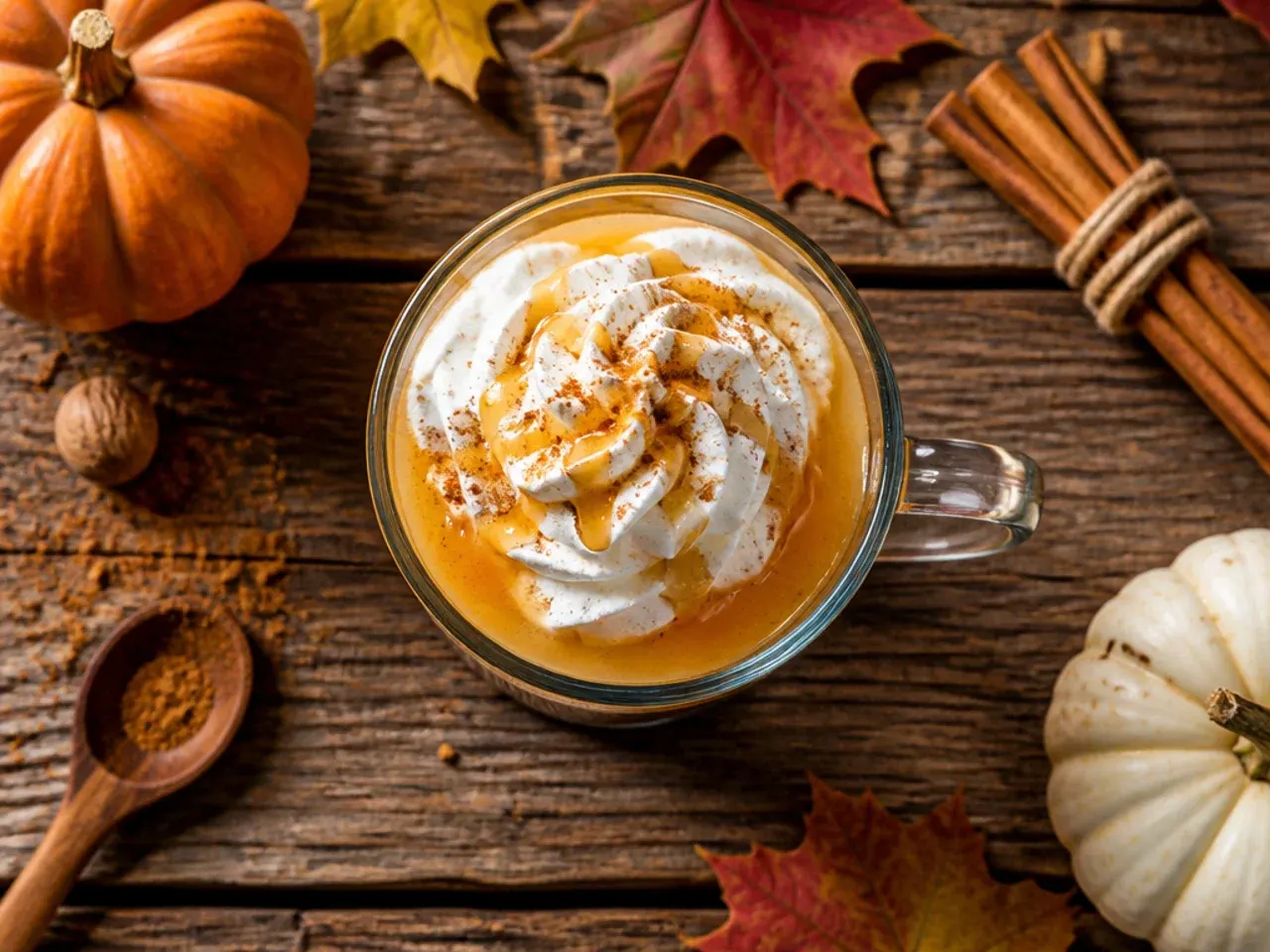 Classic hot buttered rum in a glass mug with melted butter swirling on top and a nutmeg dusting