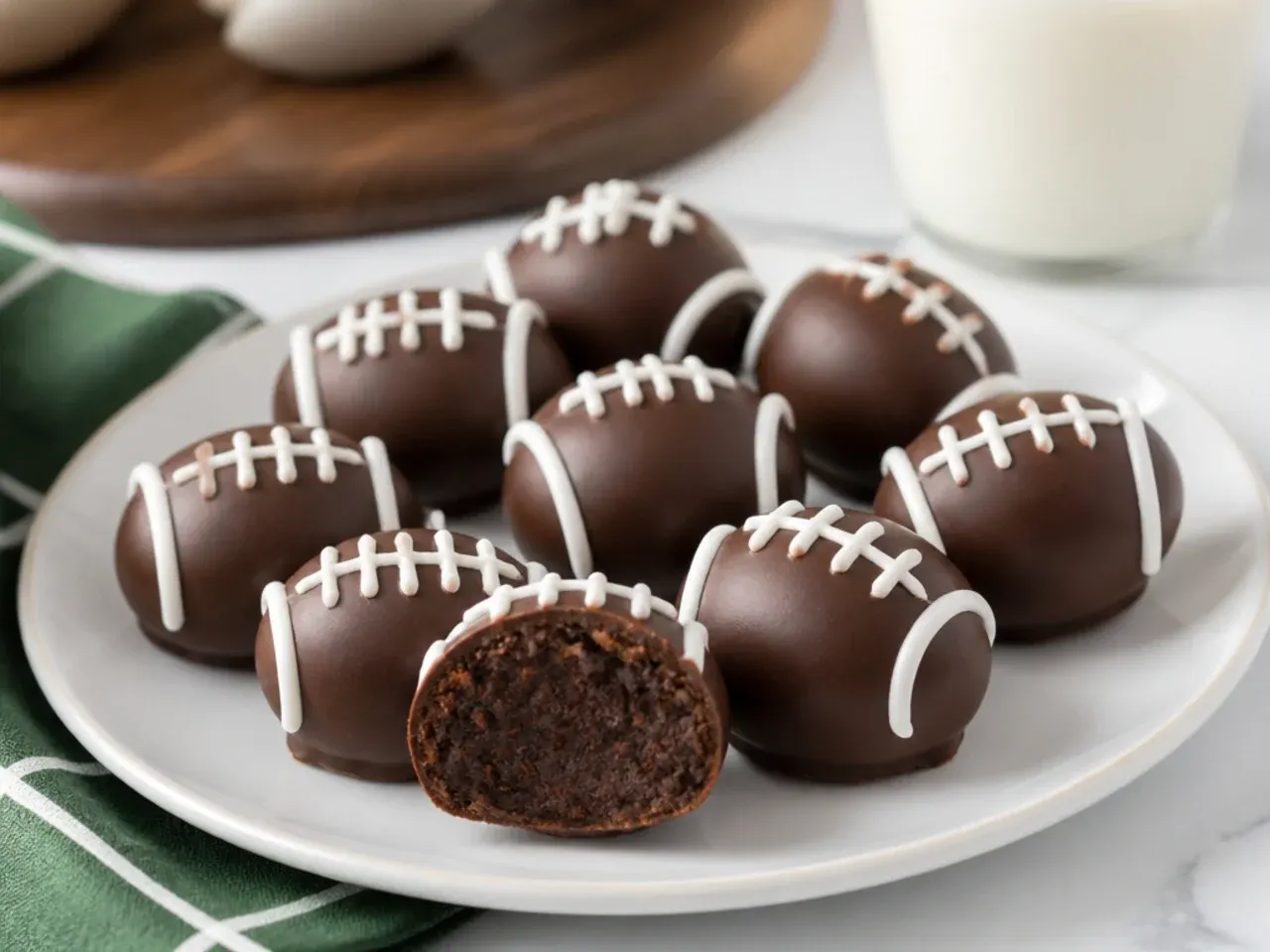 Easy no-bake football cake-pop bites design