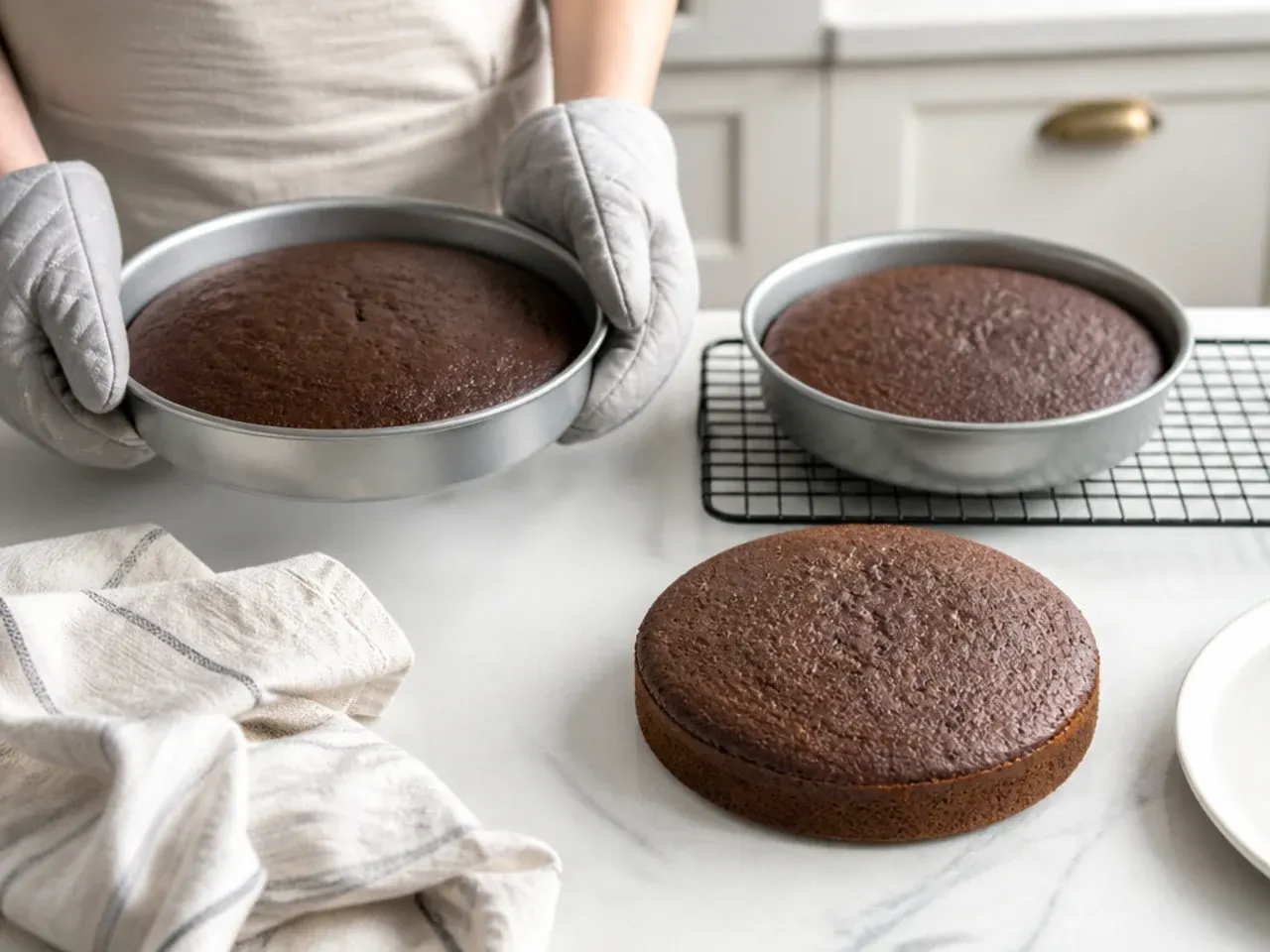 football cake for boys — step 3: bake the layers