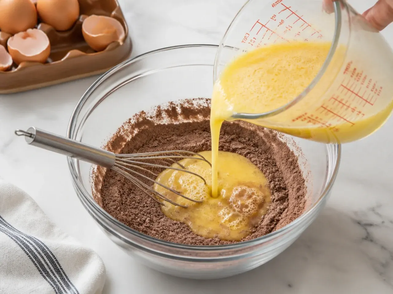 football cake ideas — step 3: add the wet ingredients