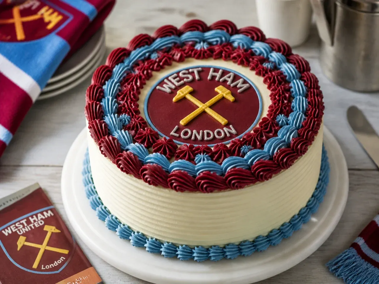 Vintage style football cake idea with Lambeth piping in club heritage colours