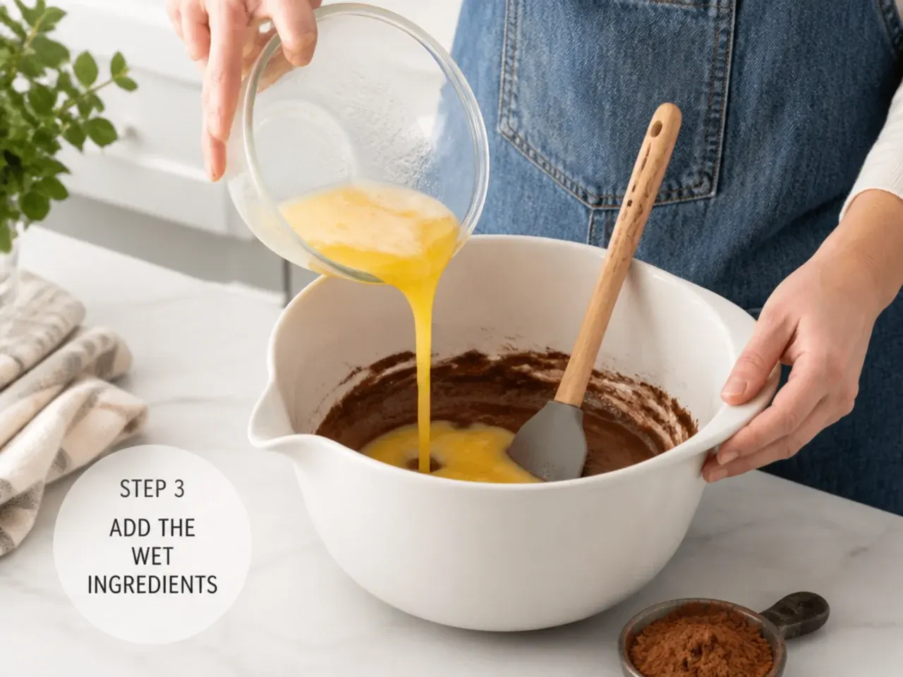 football cake topper — step 3: add the wet ingredients