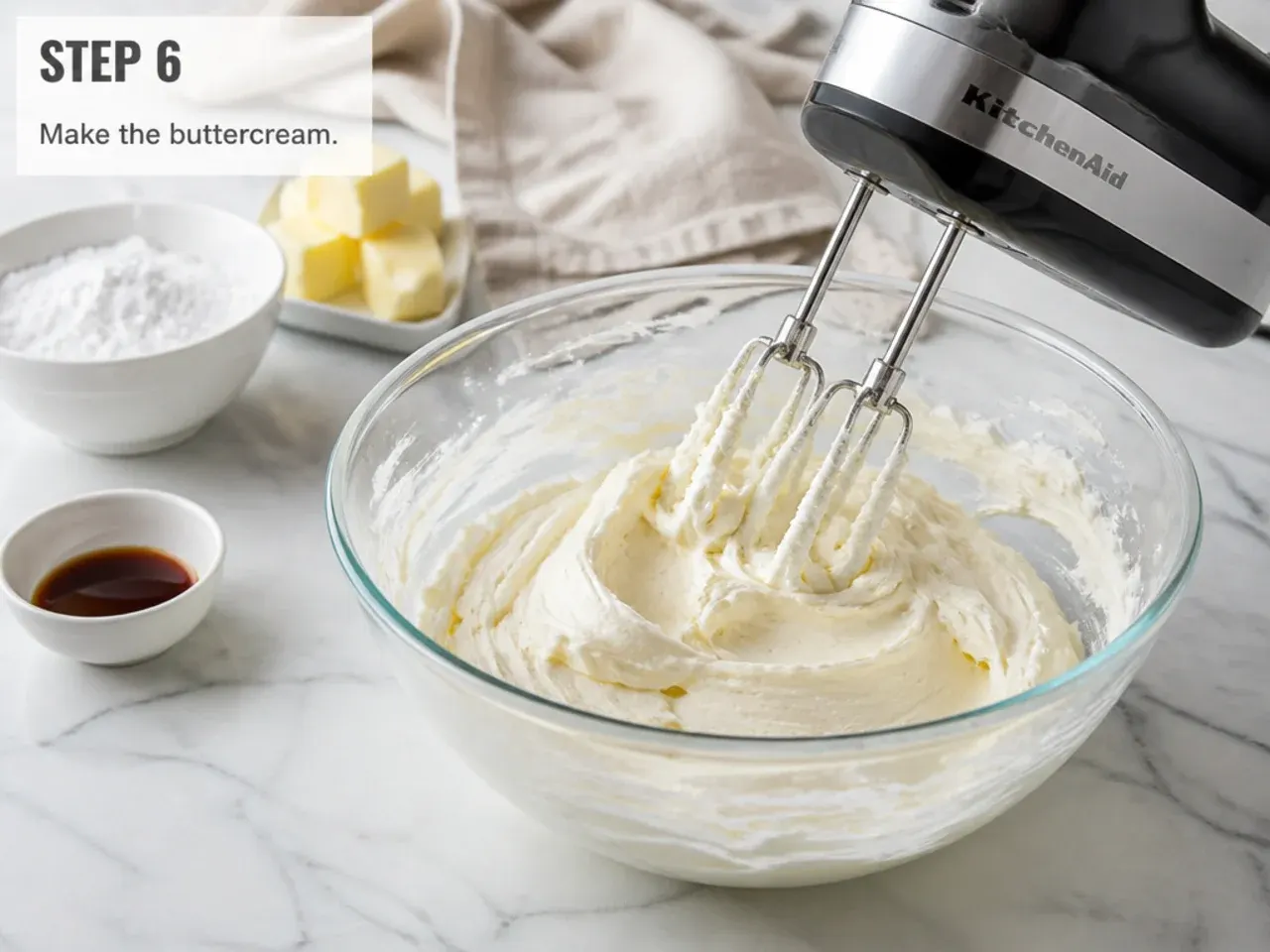 football cake topper — step 6: make the buttercream