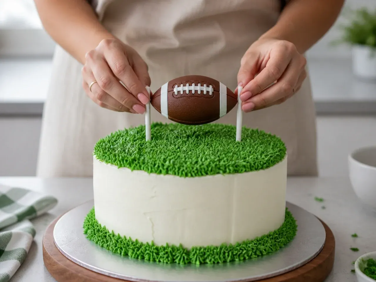 football cake topper — step 7: assemble and add the topper