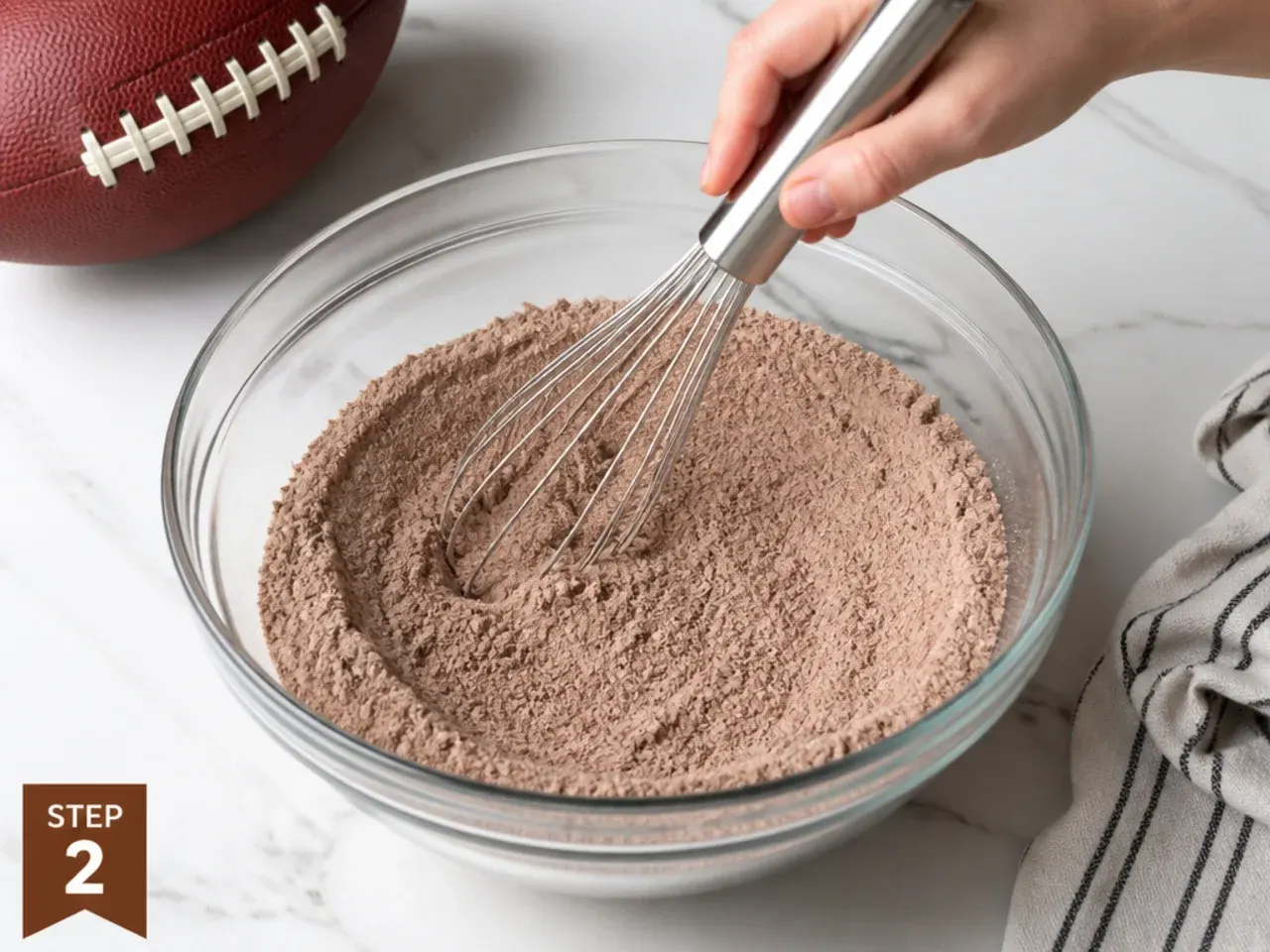 football cupcakes — step 2: whisk the dry ingredients
