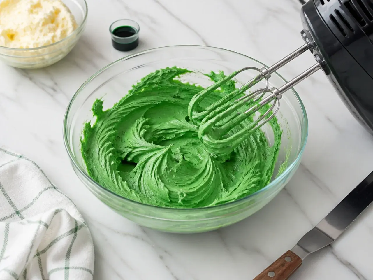 football cupcakes — step 7: make and tint the buttercream