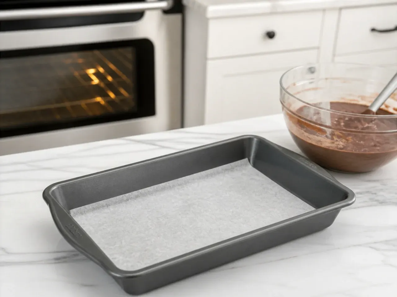 football field cake — step 1: prep the pan and oven
