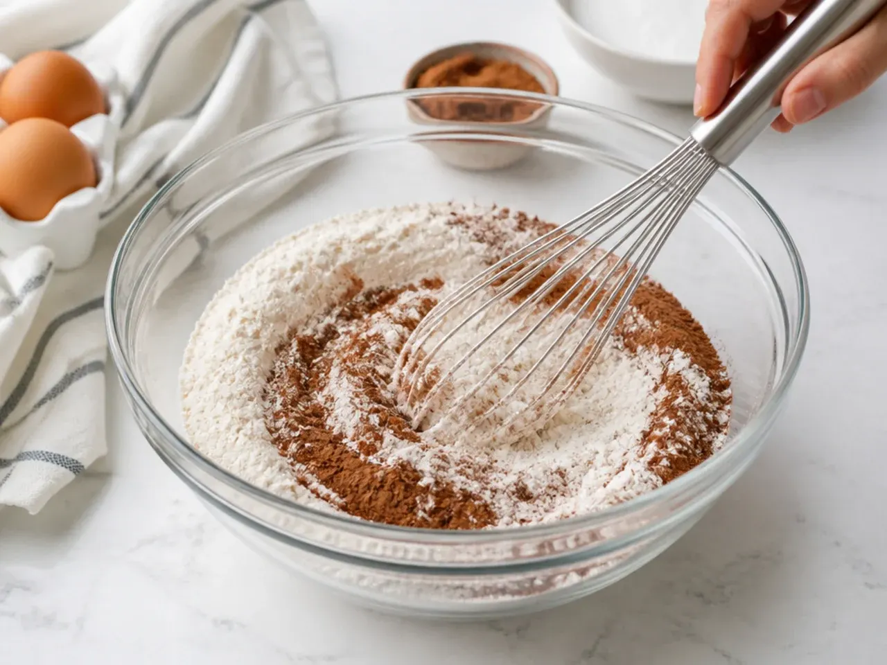 football field cake — step 2: whisk the dry ingredients