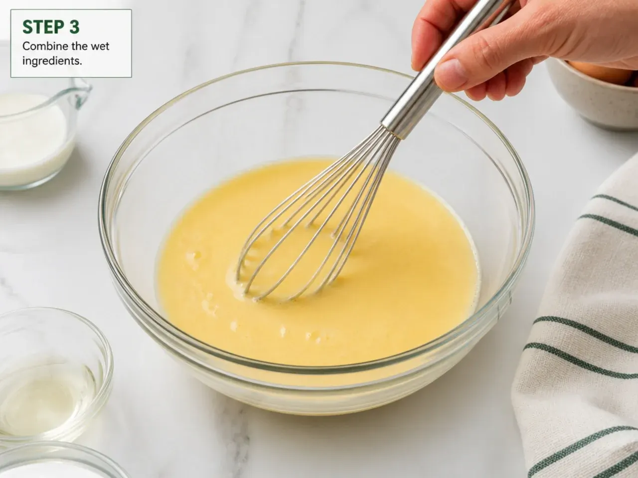 football field cake — step 3: combine the wet ingredients