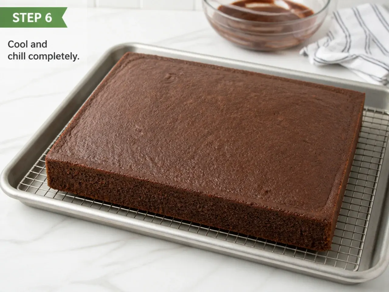 football field cake — step 6: cool and chill completely