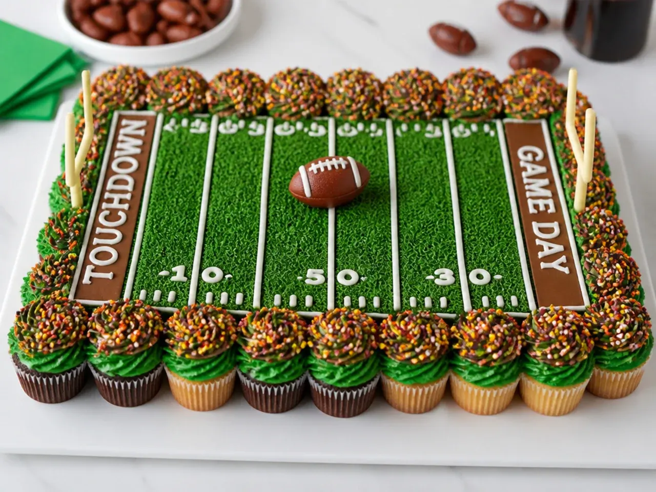 football field cake — playful cupcake crowd field cake