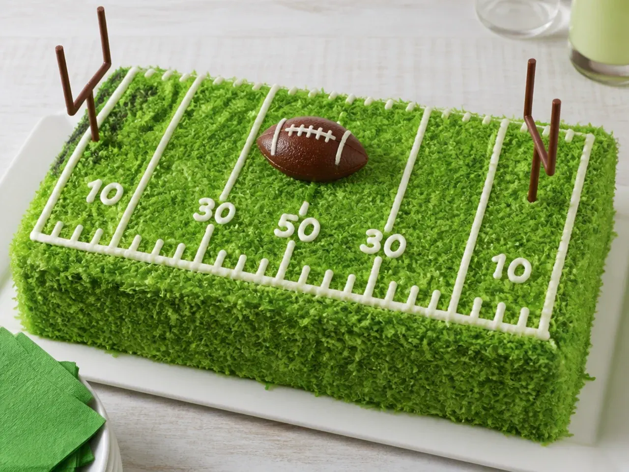football field cake — rustic coconut-grass field cake
