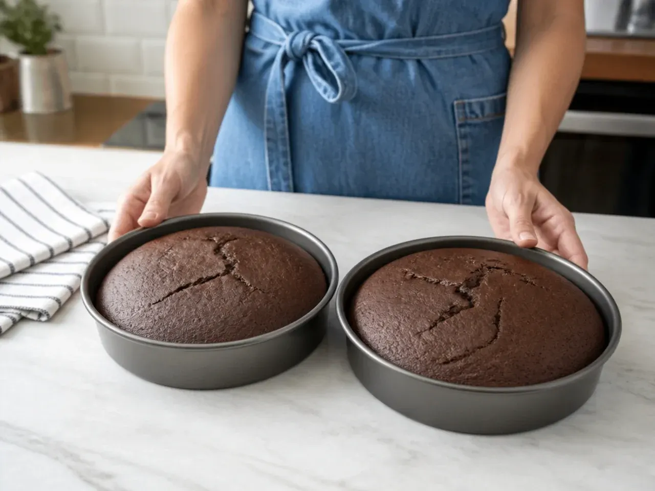 football fondant cake — step 1: bake two chocolate sponges