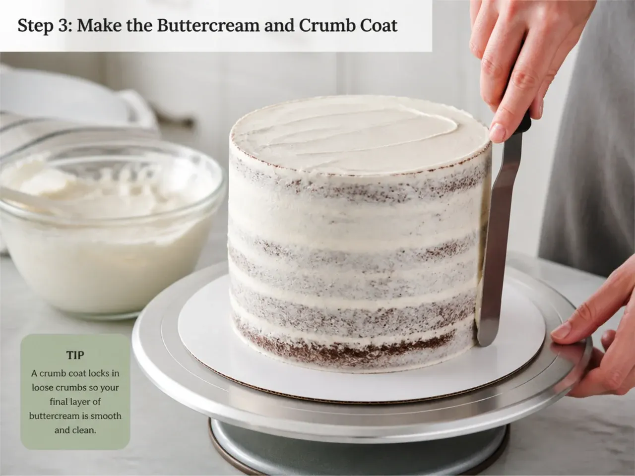 football fondant cake — step 3: make the buttercream and crumb coat