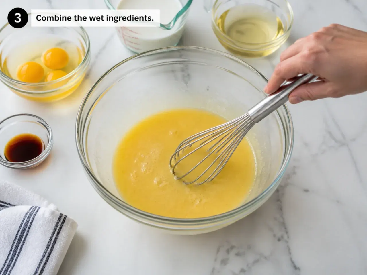 football helmet cake — step 3: combine the wet ingredients