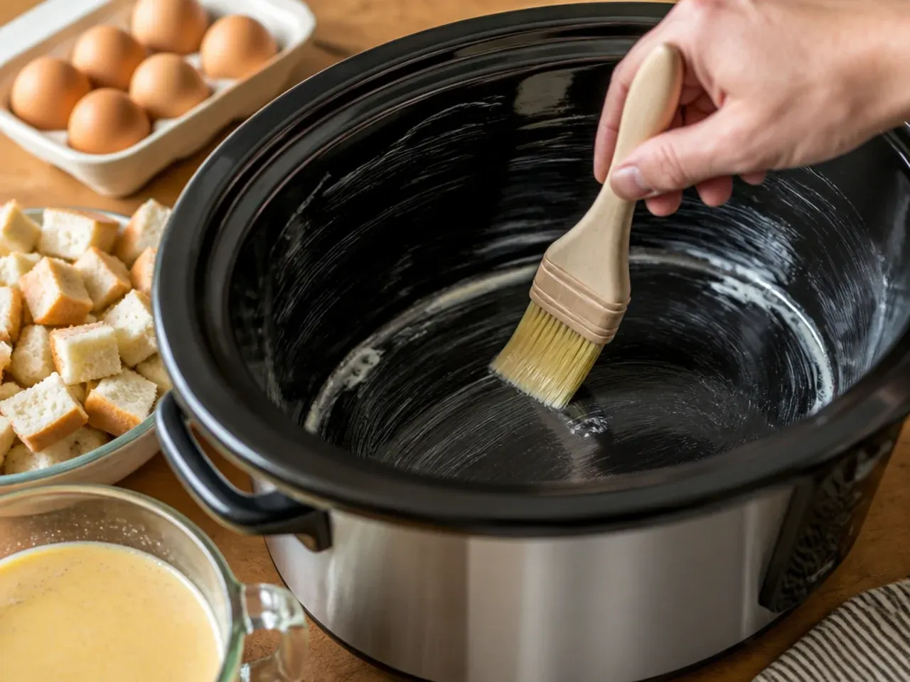 french toast casserole crockpot recipe step 1
