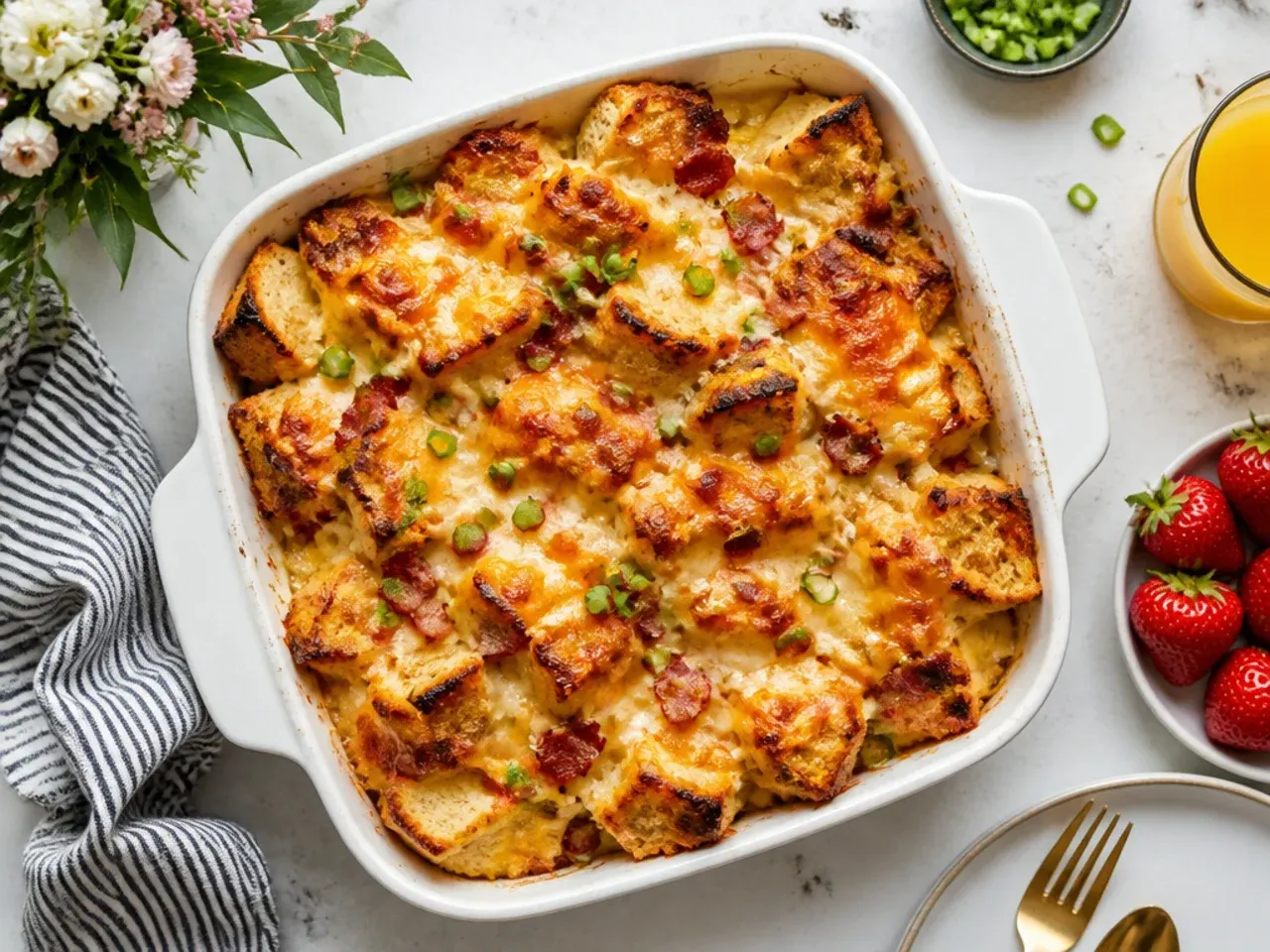 One-bowl method for easy french toast casserole with minimal washing up