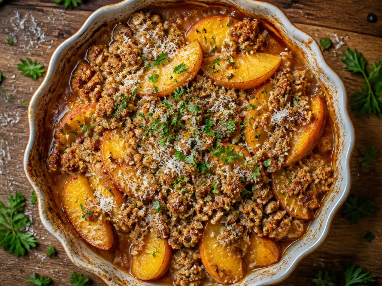 Evenly sliced peach wedges of consistent thickness lined up on a chopping board