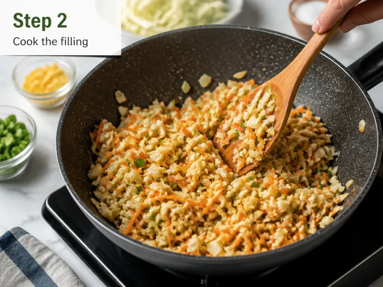 fried momos recipe — step 2: cook the filling